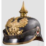 Helm M 1897 für Mannschaften/Unteroffiziere der Linieninfanterie Kammerstück aus schwarz gelacktem