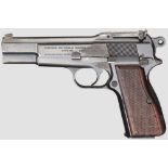 FN HP Mod. 35 Kal. 9 mm Luger, Nr. 55877. Nummerngleich, blanker Lauf ohne S/N (entfernt) mit