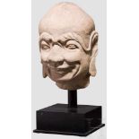 Kopf eines Lohan-Buddhas, China, Ming-Dynastie, 16./17. Jhdt. Ausdrucksvoll gearbeiteter Kopf aus