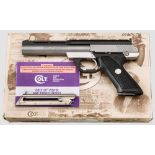Colt Target Model, im Koffer/Karton Kal. .22 l.r., Nr. TM01310. Blanker, dicker Lauf (Bull