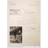 Adolf Hitler - eigenhändig signiertes Dankschreiben an den Magistrat der Stadt Gemünden 1934