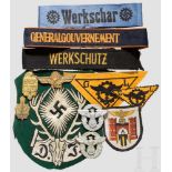 Kleine Effektensammlung Ärmelbänder "Generalgouvernement" der Reichspost, "Werkschar" der DAF und "