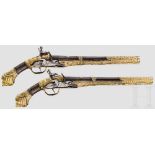 Ein Paar Luxus-Orientpistolen mit Tombakmontierung, osmanisch, um 1800 Runde Läufe mit abgesetzten