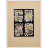 Antifaschistischer Entwurf "Zuerst Kanonen statt Butter [...]", datiert 1943 Bleistift, Kohle und