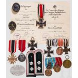 Auszeichnungen 1. und 2. Weltkrieg Besitzzeugnis zum Verwundetenabzeichen in Schwarz für einen