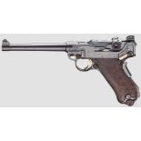 Pistole 04 (1906), DWM Kal. 9 mm Luger, Nr. 3543a. Nummerngleich bis auf Kammerfang. Lauf schwach