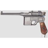 Mauser C 96/16, mit Kasten Kal. 9 mm Luger, Nr. 70814. Nummerngleich inkl. Griffschalen. Blanker