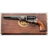 Colt Mod. 1851 Navy, postwar, im Karton Kal. .36 Perk., Nr. 9835. Nummerngleich. Blanker