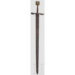 Ritterliches Schwert mit Bronzeknauf, Ungarn, um 1480/90 Zweischneidige Klinge, im oberen Drittel