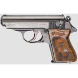 Walther PPK, Polizei Kal. 7,65 mm, Nr. 334112k. Blanker Lauf. Siebenschüssig. Beschuss Adler/N.