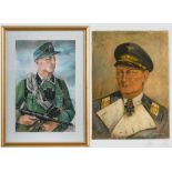 Pastell "Gebirgsjäger der Waffen-SS" nach Paul Roloff, und Portraitgemälde Hermann Göring