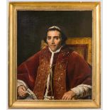 Portraitgemälde von Papst Pius VII. (1742 - 1823) Öl auf Leinwand, unsigniert. Halbfigur im Ornat,