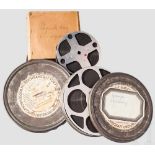 Vier Filmrollen im 16 mm-Format, darunter Film "Deutsche Fallschirmjäger der Wehrmacht" Jew. "