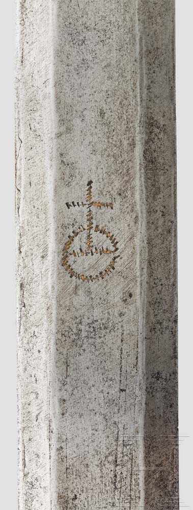 Bidenhänder, süddeutsch, um 1580 Breite Klinge mit kräftiger Schlagspitze. Einseitig geschlagene - Image 7 of 7