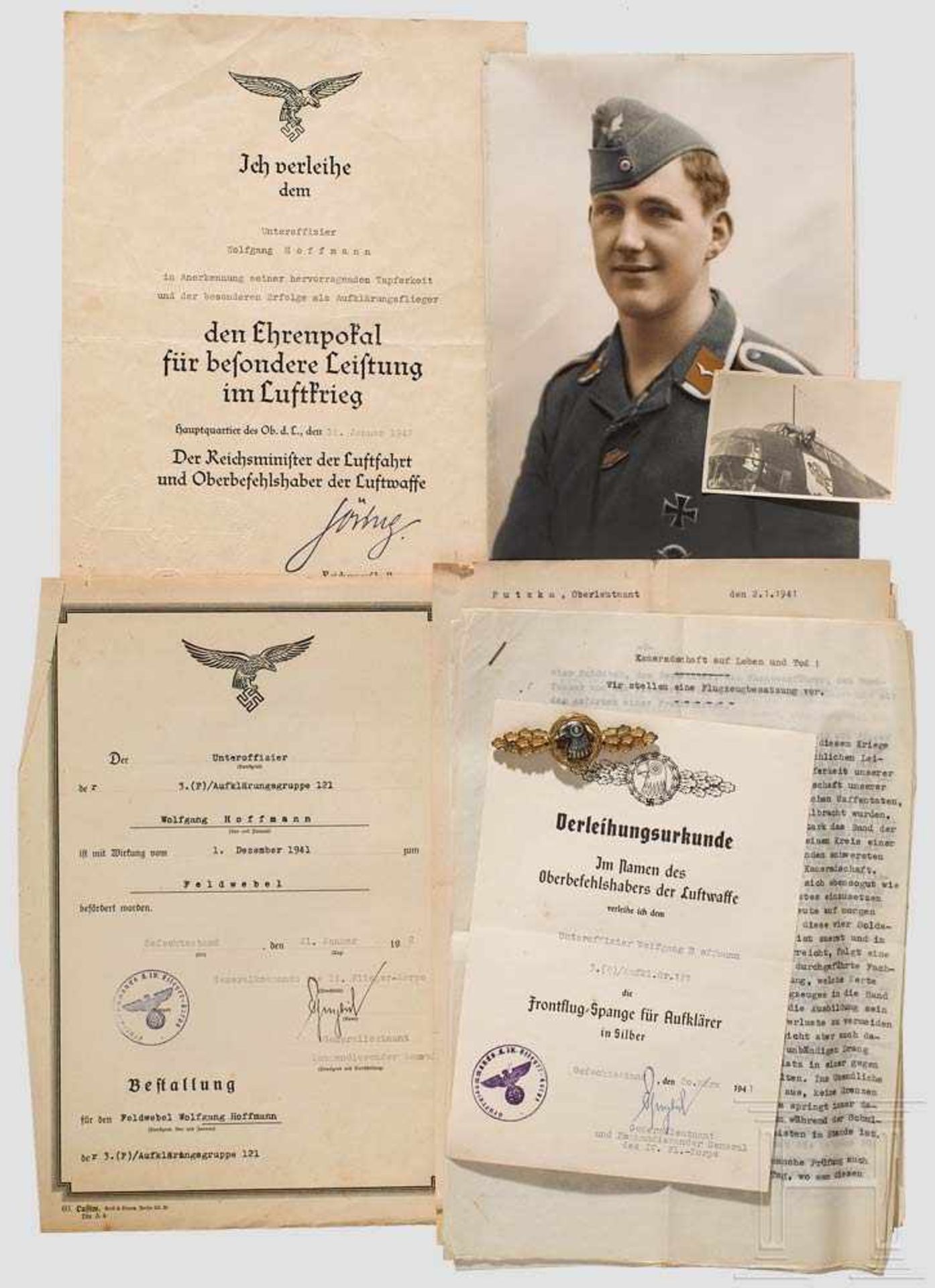 Feldwebel Wolfgang Hoffmann von der 3. (Fern)Staffel, Aufklärungsgruppe 121 - Auszeichnungen,