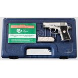 Colt Pony / Series 90, Stainless, im Koffer Kal. .380 ACP, Nr. ML03004. Blanker Lauf, Länge 2-3/