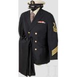 Winteruniform für Unteroffiziere der US-Navy, 2. Weltkrieg Schirmmütze mit Deckel aus weißem