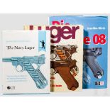 Drei Bücher Luger: 1 x J. Walter, 2 x J. Görtz 1 x J. Walter "Luger" von 1982, über 310 reich