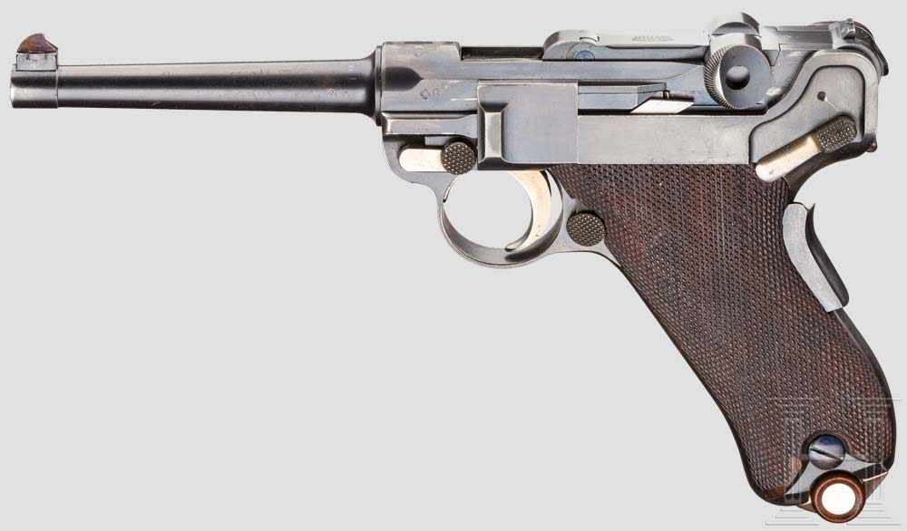 Parabellum Mod. 1900, 3. Ausführung Kal. 7,65 mm Luger, Nr. 1340. Nummerngleich inkl.