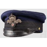 Schirmmütze für Zahlmeisteraspiranten Marineblaues Grundtuch mit silbernen, handgestickten