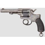 Offiziersrevolver Mod. 1886, S.J. & D Kal. 9,1 mm, Nr. 4510. Blanker Oktagonallauf, Länge 112 mm.