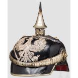 Helm für Offiziere der Kavallerie, ab 1897 Lederglocke, silberner Linienadler, silberne, glatte