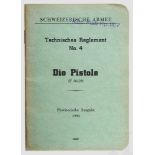 Originales Schweizer Technisches Reglement No. 4 zur Pistole P 06/29 Grünlicher Schutzumschlag