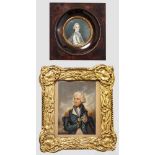 Zwei Miniatur-Portraits, Comte d'Artois und ein Schiffs-Kapitän Portrait des Comte d'Artois, Gouache