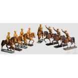 Gruppe acht Lineol und Elastolin SA-Figuren zu Pferd Konvolut, Lineol, Elastolin, 7 cm-Serie,