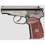 Makarov PM Kal. 9 mm Mak., Nr. VD231502 in Kyrilliza. Nummerngleich. Blanker, hartverchromter