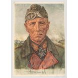 GFM Rommel - handsignierte Portraitpostkarte Willrich-Portraitpostkarte, ungelaufen, vs. die