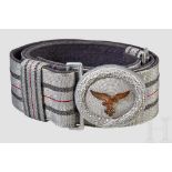 An Officer's Dress Brocade Belt Aluminium silver brocade dress belt and buckle for officers.