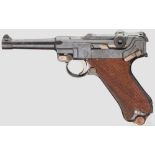 Pistole 08, DWM 1917 Kal. 9 mm Luger, Nr. 1658b. Nummerngleich inkl. Schlagbolzen. Blanker Lauf. Dt.