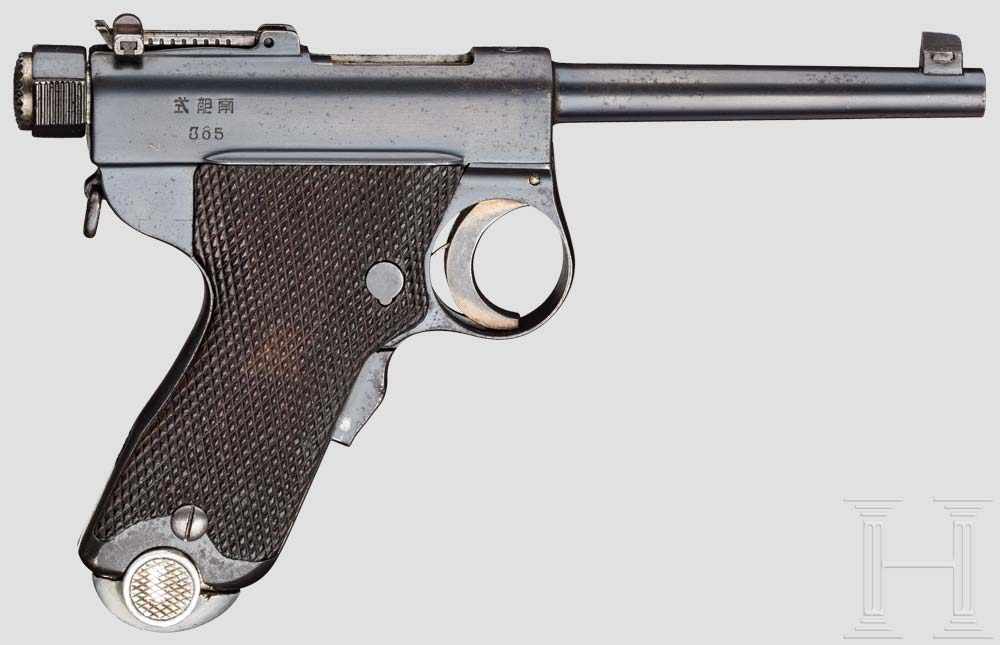 Pistole Nambu "Grandpa", mit Anschlagkasten, um 1904, Marine Kal. 8 mm Nambu, Nr. 365. - Image 2 of 3