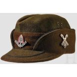 A Cap for RAD MAN/NCO So-called "coffee bean", faded olive brown wool top, body and visor with faded