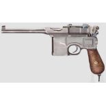 Mauser C 96, "Prewar Commercial" Kal. 7,63 mm, Nr. 267670. Nummerngleich. Blanker Lauf. Beschuss