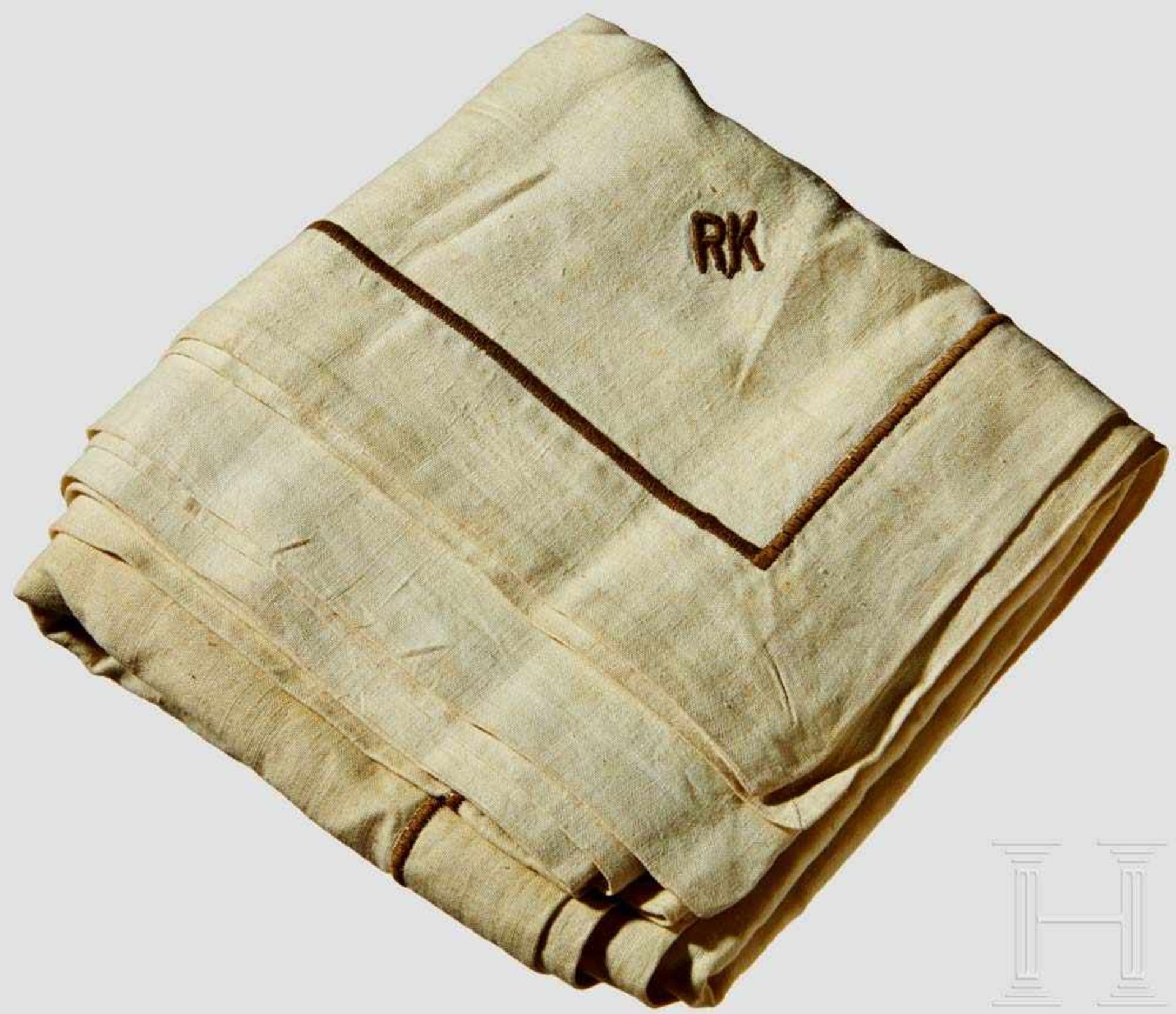 Adolf Hitler - a Table Cloth from the Table Silver of the New Reich Chancellery, Berlin Fine beige