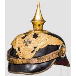 Helm für Reserveoffiziere der Grenadiere, ab 1913 Schwarz lackierte Lederglocke (krakeliert) mit