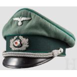Schirmmütze für Heeresbeamte im Offiziersrang Feldgraues Tuch mit dunkelgrünem Besatzstreifen und