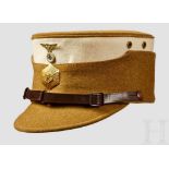 A Kepi for Feldjägerkorps Olive-brown tricot woollen body and visor, white doeskin woollen band,