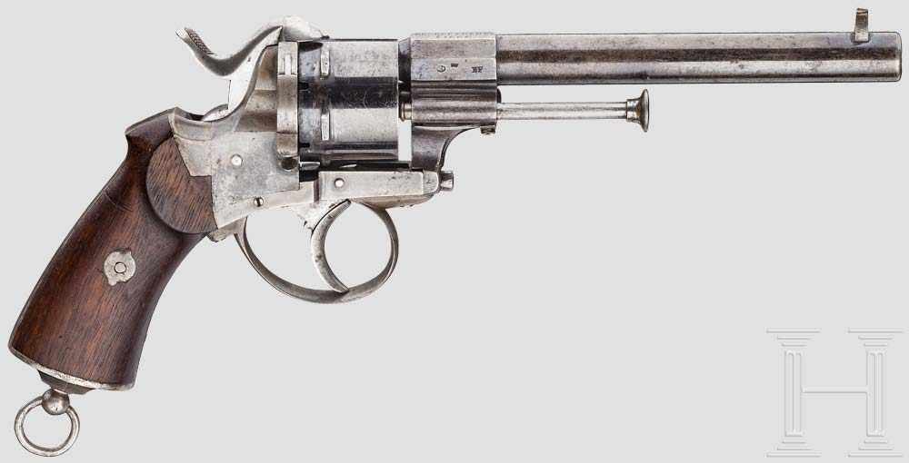 Revolver Lefaucheux für Offiziere, um 1866 Kal. 9 mm SF, Nr. 149791. Vierfach gezogener Lauf mit - Image 2 of 3