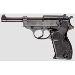 Walther P 38, "Null-Serie" Kal. 9 mm Luger, Nr. 012552. Nummerngleich. Fast blanker Lauf.