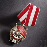 Rotbannerorden für dreifache Verleihung, Sowjetunion, um 1950 Silber, vergoldet, emailliert, Rs.