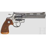 Colt Python Kal. .357 Mag., Nr. 44998. Blanker, ventilierter Lauf, Länge 6". Sechsschüssig.