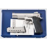 Smith & Wesson Mod. 4506-1, "Third Generation .45 ACP", im Koffer Kal. .45 ACP, Nr. VJP0499. Blanker
