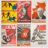 Sechs Wahlplakate - Kommunismus in Deutschland Festes Plakatpapier, mehrfarbig gestaltet,