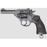 Webley Mark IV, Polizei Hongkong Kal. .38, Nr. A27938. Nummerngleich. Blanker Lauf. Sechsschüssig.