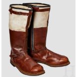 A Pair of Fur Boots for Flyers Chocolate-brown leather lined in natural lambskin with Ri-Ri zip