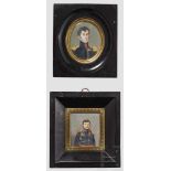 Zwei Miniatur-Portraits von Offizieren in der Zeit der Restauration Ein "Lieutenant au 49e de