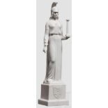 Pallas Athene Weiße, glasierte Porzellanfigur nach einem Entwurf von Prof. Theodor Kärner, der